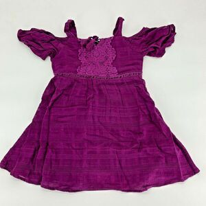 My Michelle Girls Shirt Top Cold Shoulder Crochet Flowy Purple Sz 7